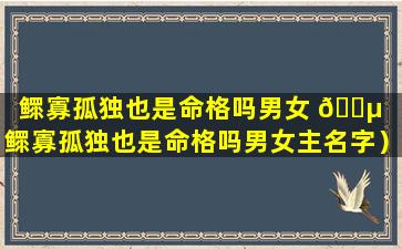 鳏寡孤独也是命格吗男女 🐵 （鳏寡孤独也是命格吗男女主名字）